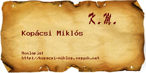 Kopácsi Miklós névjegykártya